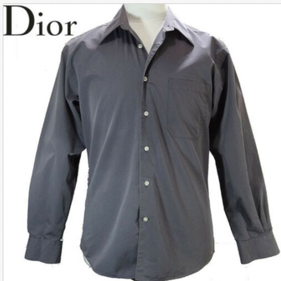 Christian Dior Mens Shirt Gray Casual S15 34/35 - Picture 1 of 6